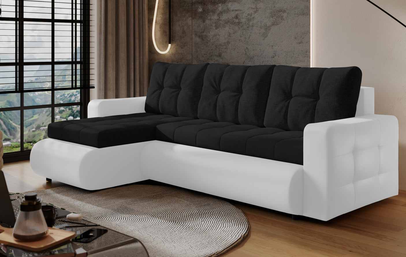 Grays [WU] Corner Sofa Bed with Storage