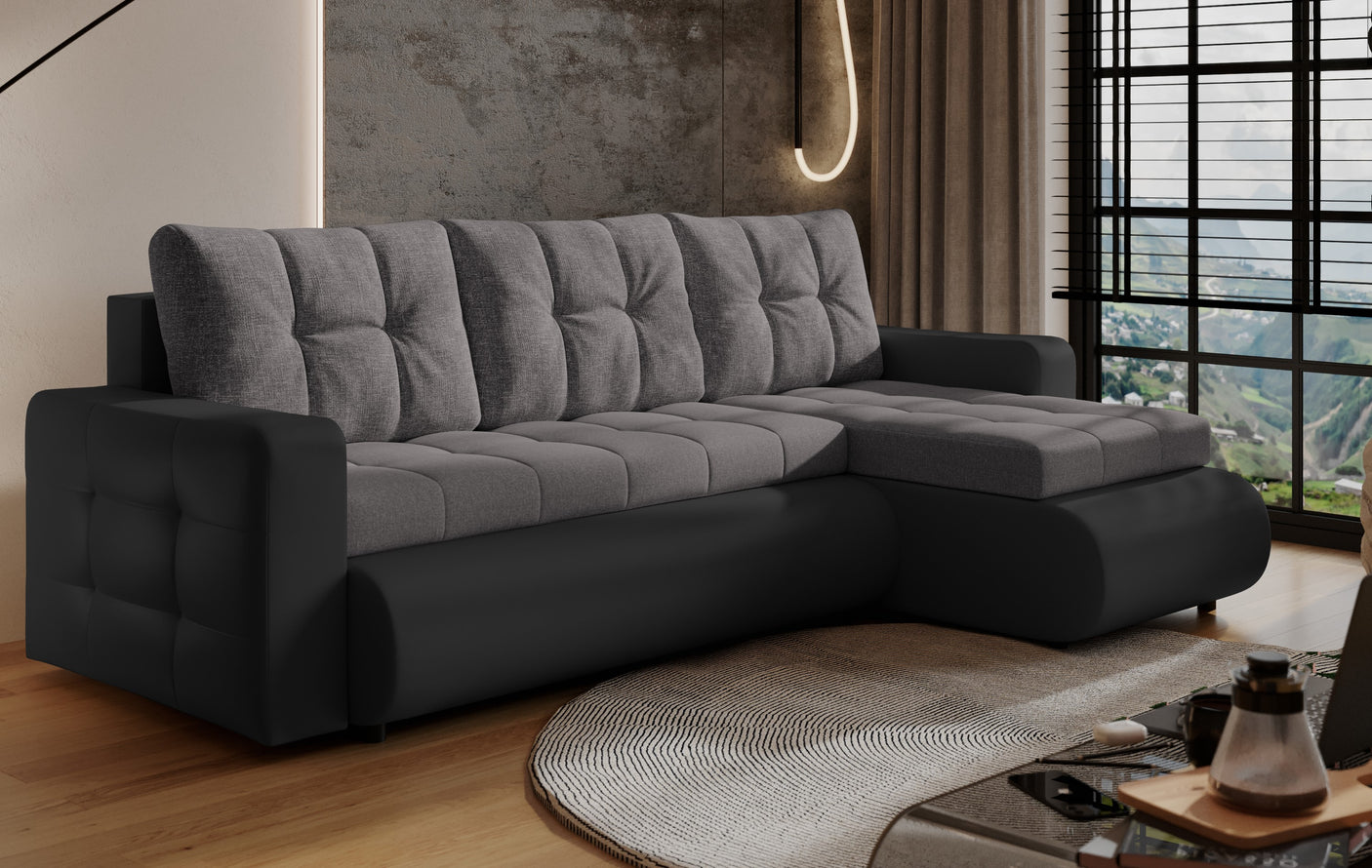 Grays [WU] Corner Sofa Bed with Storage