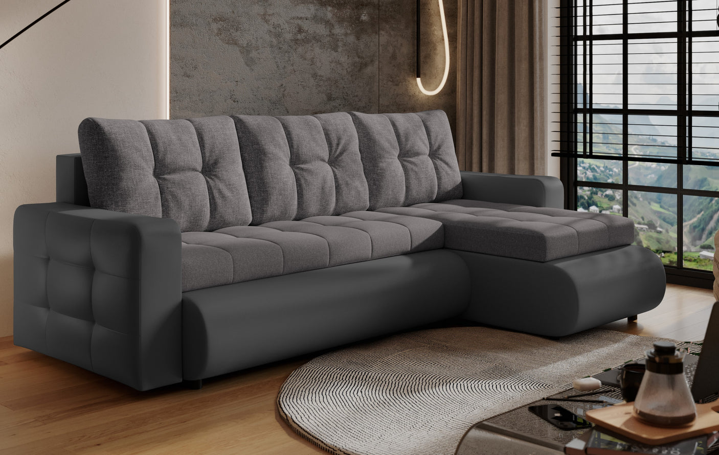 Grays [WU] Corner Sofa Bed with Storage