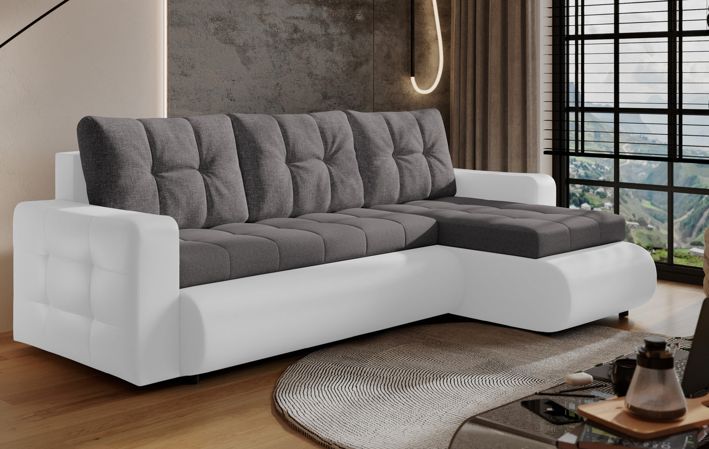 Grays [WU] Corner Sofa Bed with Storage