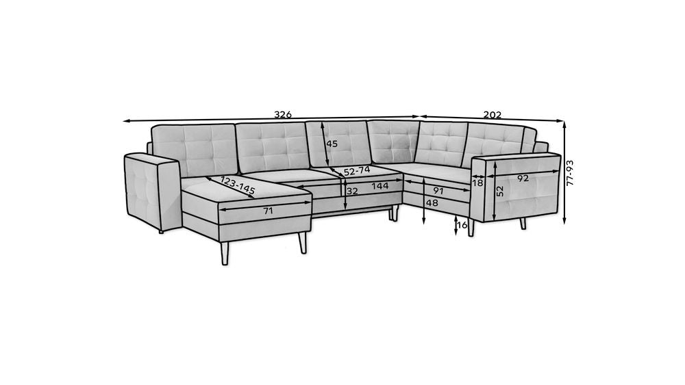 Sunderland U Shaped Sofa Bed with Storage