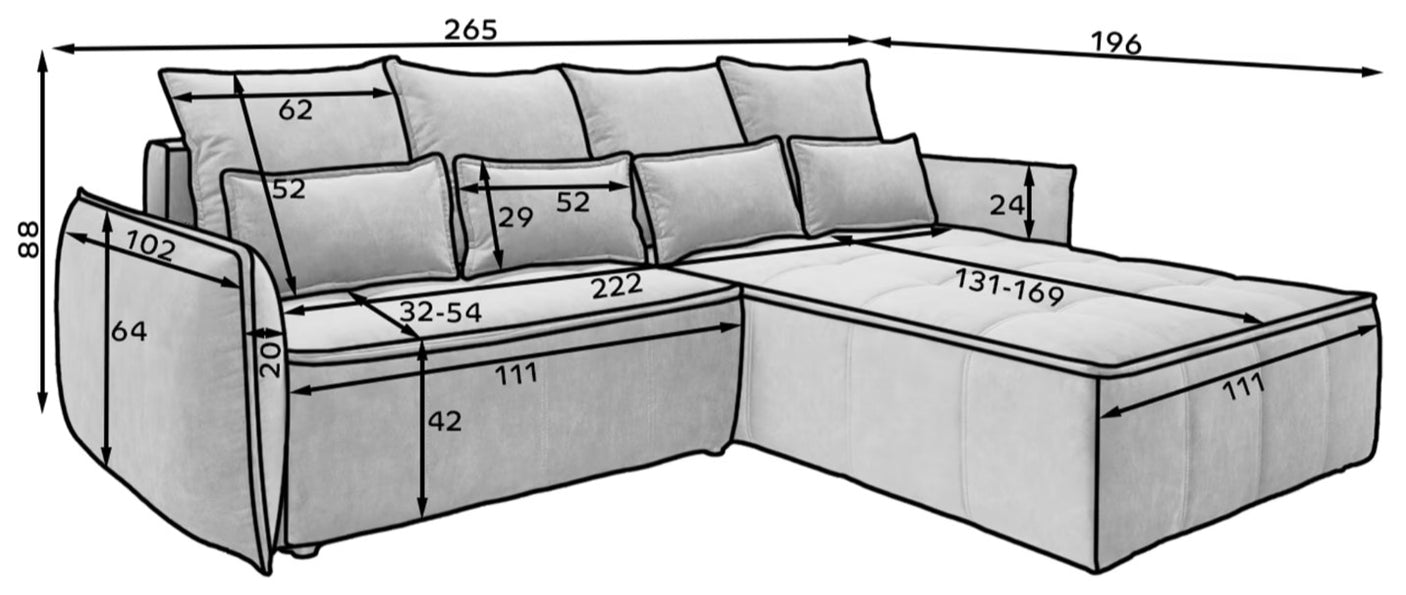 Glastonbury Corner Sofa Bed with Storage