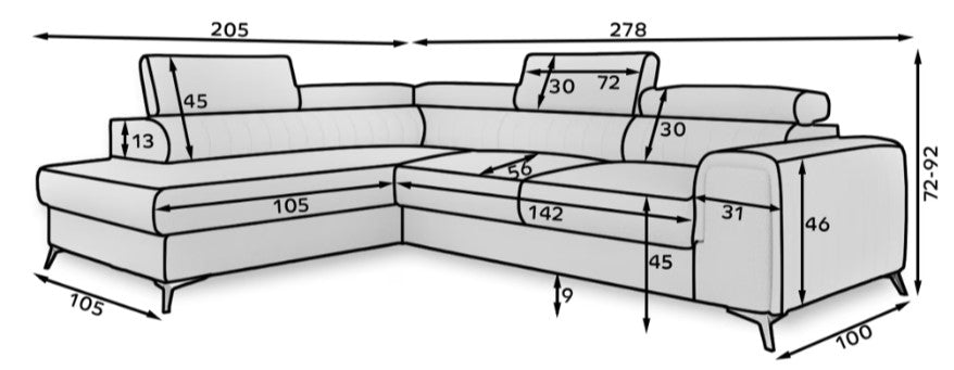 Leiston Corner Sofa Bed with Storage MV99