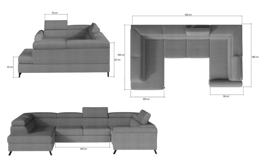 Sherborne U Shaped Sofa Bed with Storage