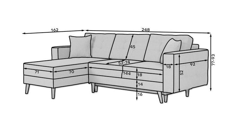 Sunderland Corner Sofa Bed with Storage